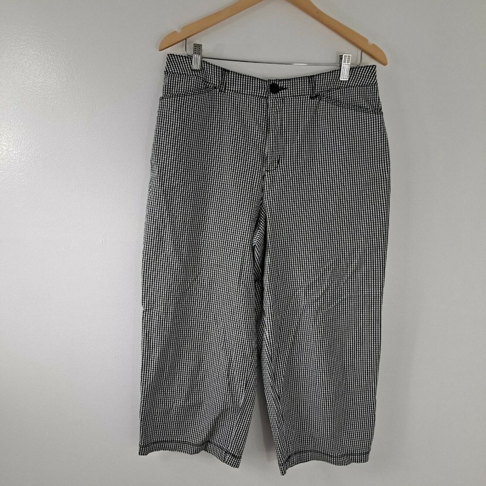 Croft & Barrow Stretch Capris pants Black White women's Size 12 - Picture 2 of 9